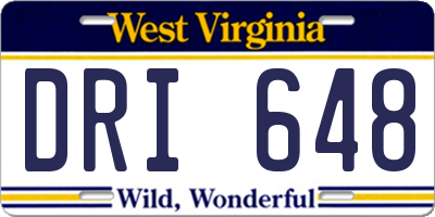 WV license plate DRI648