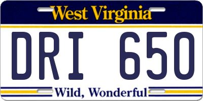WV license plate DRI650