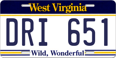 WV license plate DRI651