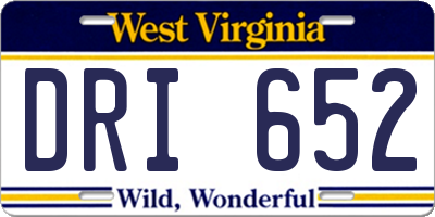 WV license plate DRI652