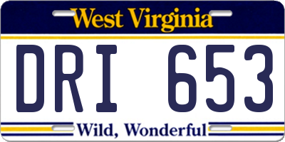WV license plate DRI653