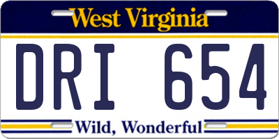 WV license plate DRI654