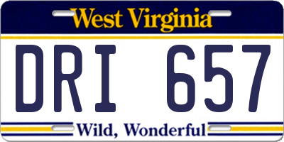 WV license plate DRI657