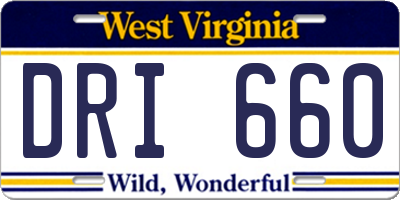 WV license plate DRI660