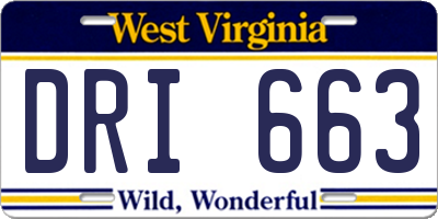 WV license plate DRI663