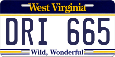 WV license plate DRI665