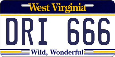 WV license plate DRI666
