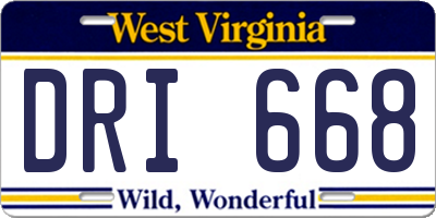 WV license plate DRI668