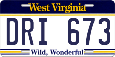 WV license plate DRI673
