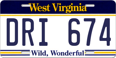 WV license plate DRI674