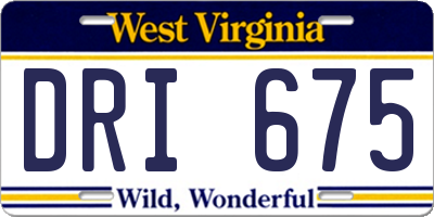 WV license plate DRI675