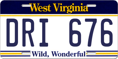 WV license plate DRI676