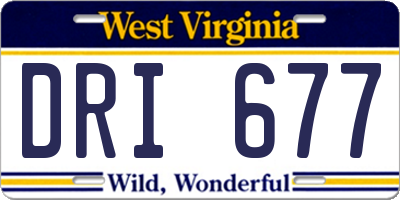 WV license plate DRI677