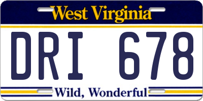 WV license plate DRI678