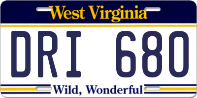 WV license plate DRI680
