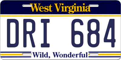 WV license plate DRI684