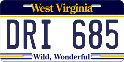 WV license plate DRI685