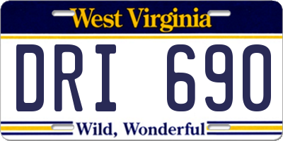 WV license plate DRI690