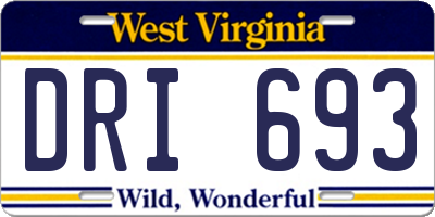 WV license plate DRI693