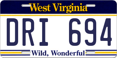 WV license plate DRI694
