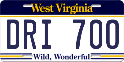 WV license plate DRI700