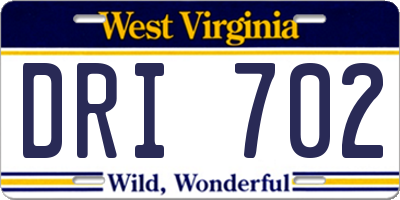 WV license plate DRI702