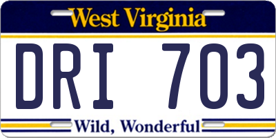 WV license plate DRI703