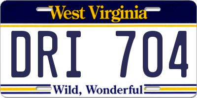 WV license plate DRI704