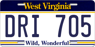 WV license plate DRI705