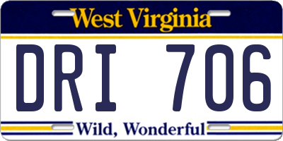 WV license plate DRI706