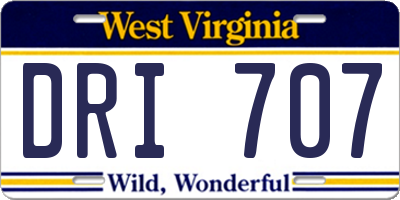 WV license plate DRI707