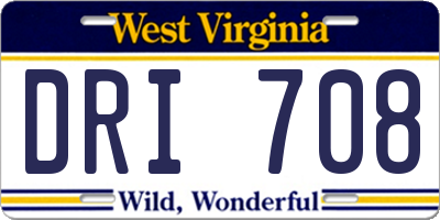 WV license plate DRI708