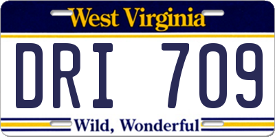 WV license plate DRI709