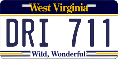 WV license plate DRI711