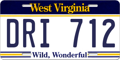 WV license plate DRI712