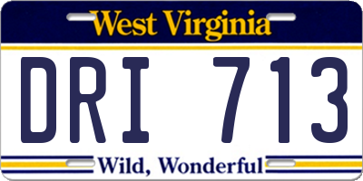 WV license plate DRI713