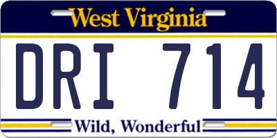 WV license plate DRI714
