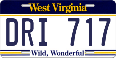 WV license plate DRI717