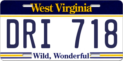 WV license plate DRI718