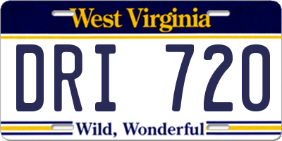 WV license plate DRI720