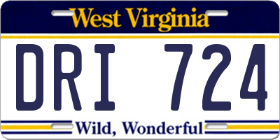 WV license plate DRI724
