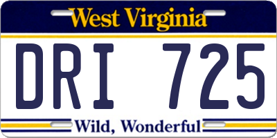 WV license plate DRI725