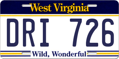 WV license plate DRI726