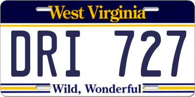WV license plate DRI727