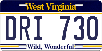 WV license plate DRI730