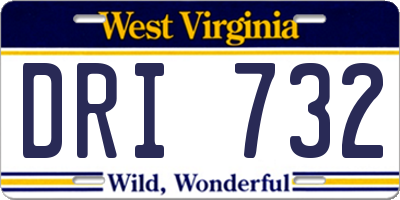 WV license plate DRI732
