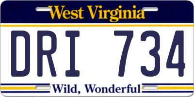 WV license plate DRI734