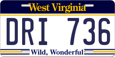 WV license plate DRI736