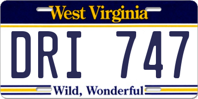 WV license plate DRI747