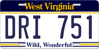 WV license plate DRI751